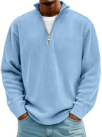 Men's Half-Zip Sweater | Ribbed Knit Collar | Relaxed Fit | Long Sleeves