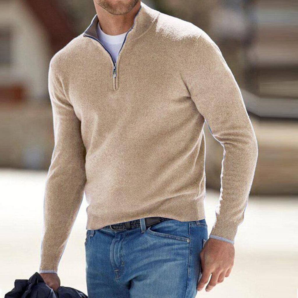 Men's Half-Zip Pullover Sweater | Mock-Neck Collar | Comfortable Everyday Fit
