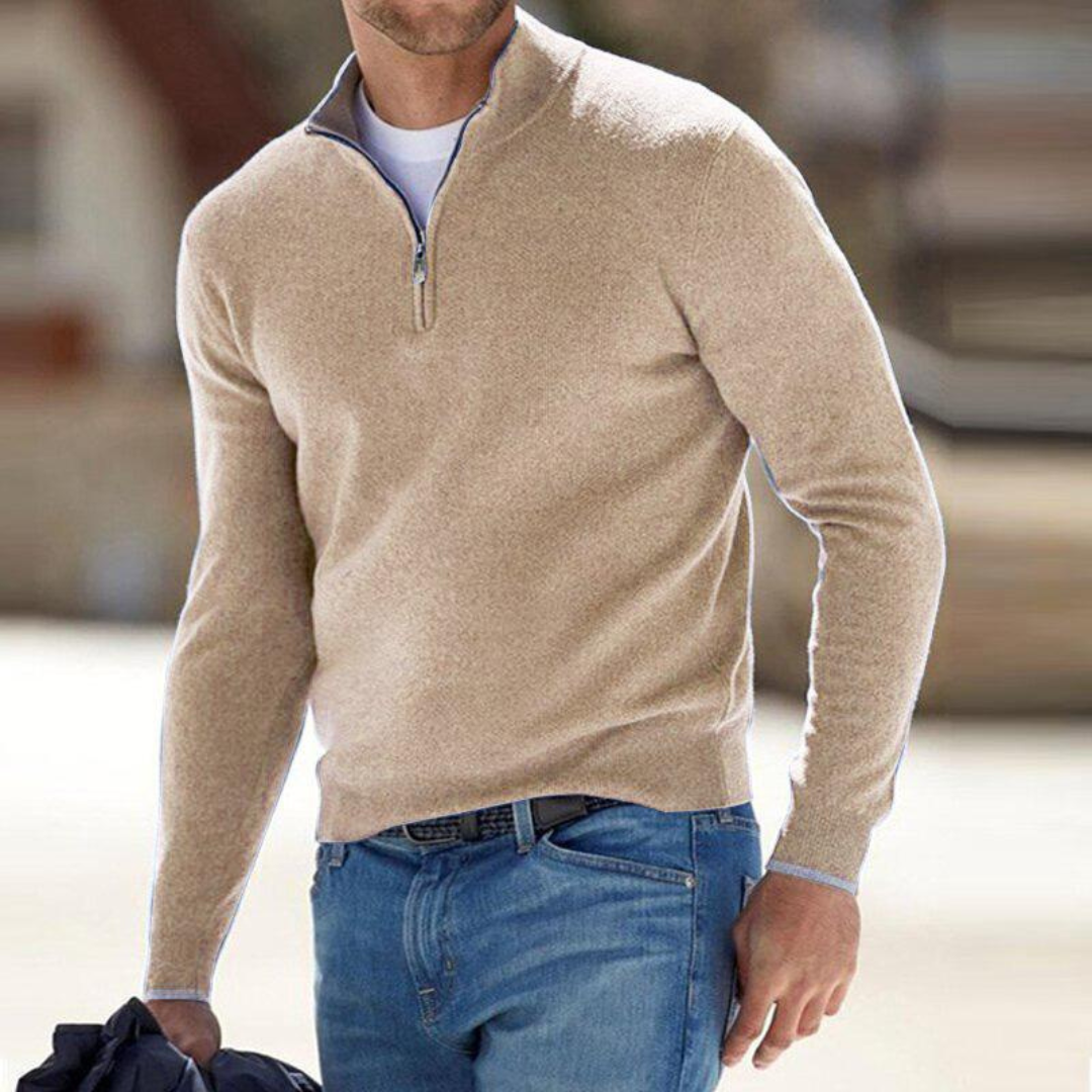 Men's Half-Zip Pullover Sweater | Mock-Neck Collar | Comfortable Everyday Fit