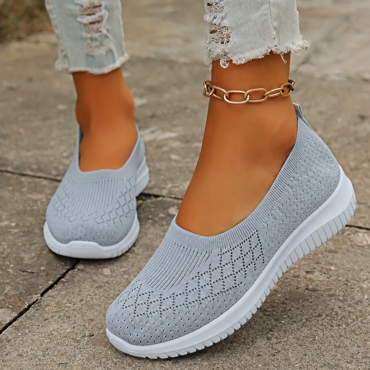 Women's Knit Slip-On Sneakers | Breathable Knit Upper | Platform Sole | Lightweight Everyday Wear