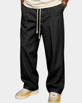 Men's Drawstring Pants | Straight-Leg Cut | Pressed Front Crease | Business Casual Style