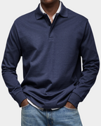 Men's Long Sleeve Polo Shirt | Classic Polo Collar | Button Placket | Soft Stretch Fabric