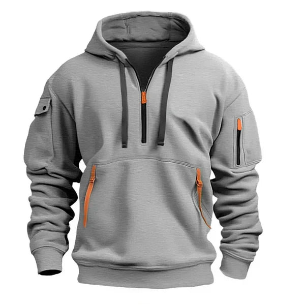 Men's Insulated Pullover Hoodie | Slim Fit | Ribbed Cuffs and Hem Design