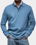 Men's Long Sleeve Polo Shirt | Classic Polo Collar | Button Placket | Soft Stretch Fabric