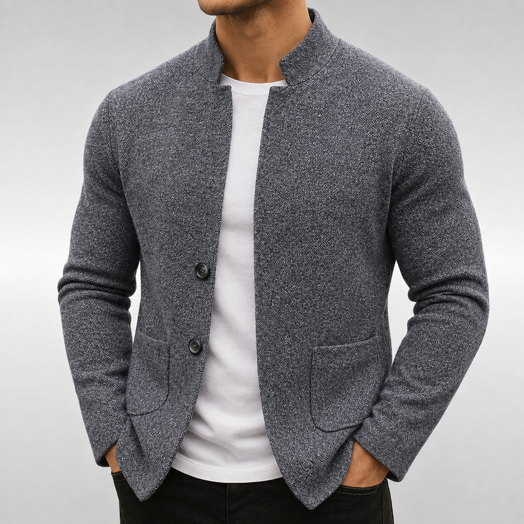 Men's Textured Knit Cardigan | Button-Front Closure | Relaxed Casual Fit