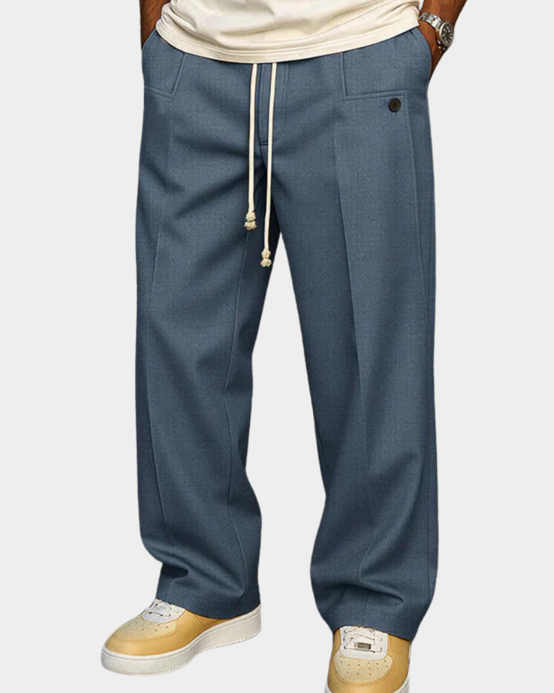 Men's Drawstring Pants | Straight-Leg Cut | Pressed Front Crease | Business Casual Style