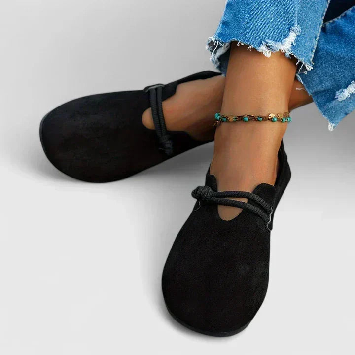 Women's Slip-On Flats | Rope Strap Detail | Round Toe | Soft Suede-Look Finish | Everyday Comfort