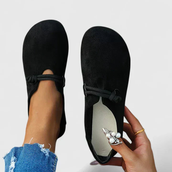 Women's Slip-On Flats | Rope Strap Detail | Round Toe | Soft Suede-Look Finish | Everyday Comfort