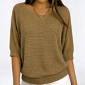 Women's Soft Textured-Knit Pullover | Round Neckline | Relaxed Everyday Fit | Easy Layering