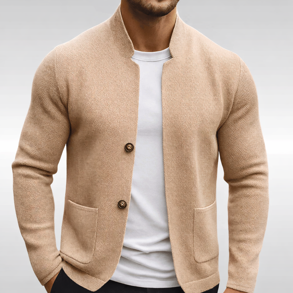 Men's Textured Knit Cardigan | Button-Front Closure | Relaxed Casual Fit