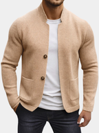 Men's Textured Knit Cardigan | Button-Front Closure | Relaxed Casual Fit
