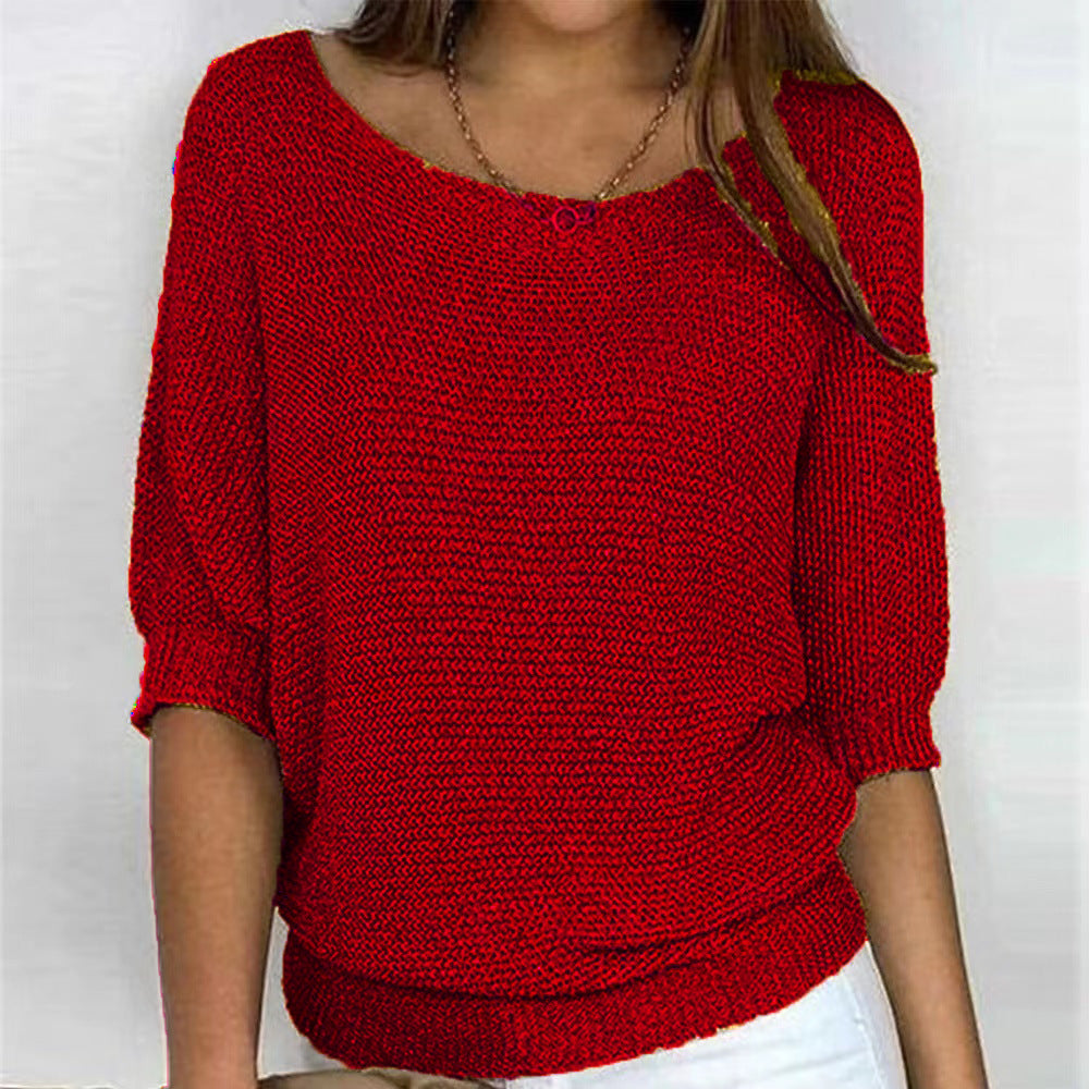 Women's Soft Textured-Knit Pullover | Round Neckline | Relaxed Everyday Fit | Easy Layering