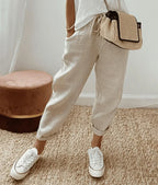 Women's Drawstring Tapered Pants | Cropped Ankle Length | Relaxed Fit | Easy Pull-On Style