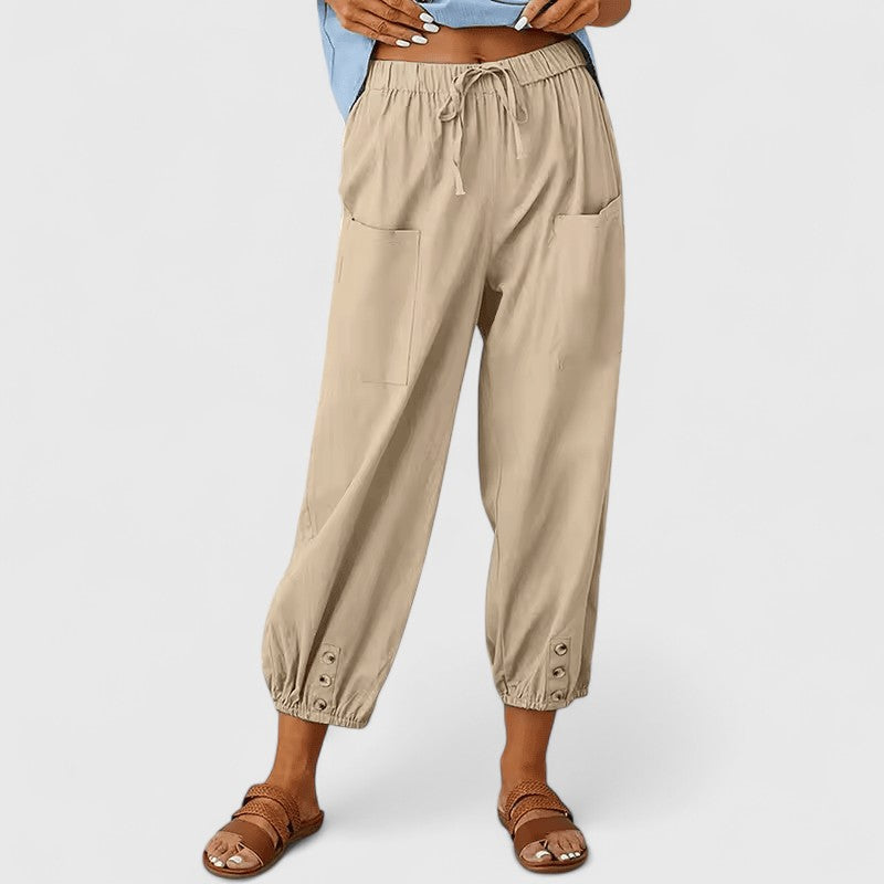 Women's Utility Jogger Pants | Adjustable Button Ankle Cuffs | Deep Pockets | Drawstring Waist