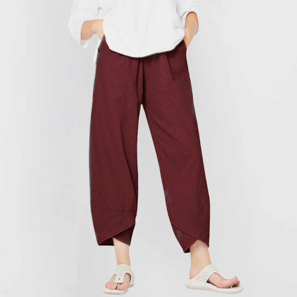 Women's Wide-Leg Barrel Pants | Relaxed Fit | Side Pockets | Cropped Ankle Length