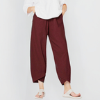 Women's Wide-Leg Barrel Pants | Relaxed Fit | Side Pockets | Cropped Ankle Length