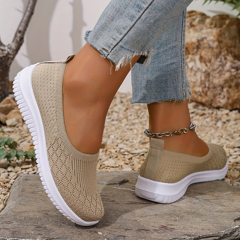 Women's Knit Slip-On Sneakers | Breathable Knit Upper | Platform Sole | Lightweight Everyday Wear