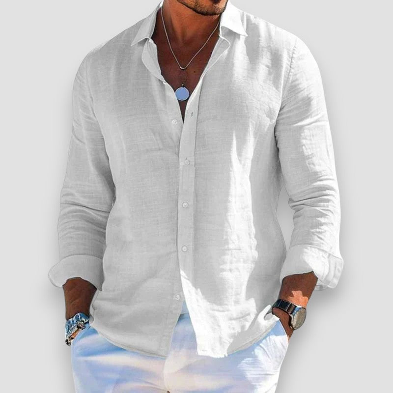 Men's Lightweight Summer Shirt | Long Sleeves | Full Button Front | Breathable, Soft Feel