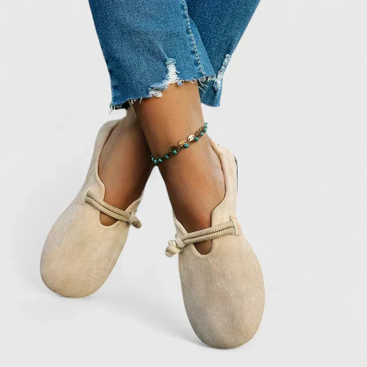 Women's Slip-On Flats | Rope Strap Detail | Round Toe | Soft Suede-Look Finish | Everyday Comfort