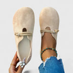 Women's Slip-On Flats | Rope Strap Detail | Round Toe | Soft Suede-Look Finish | Everyday Comfort