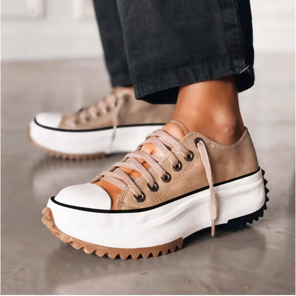 Women's Platform Lace-Up Sneakers | Chunky Lug Sole | Cushioned Footbed | Low-Top Design