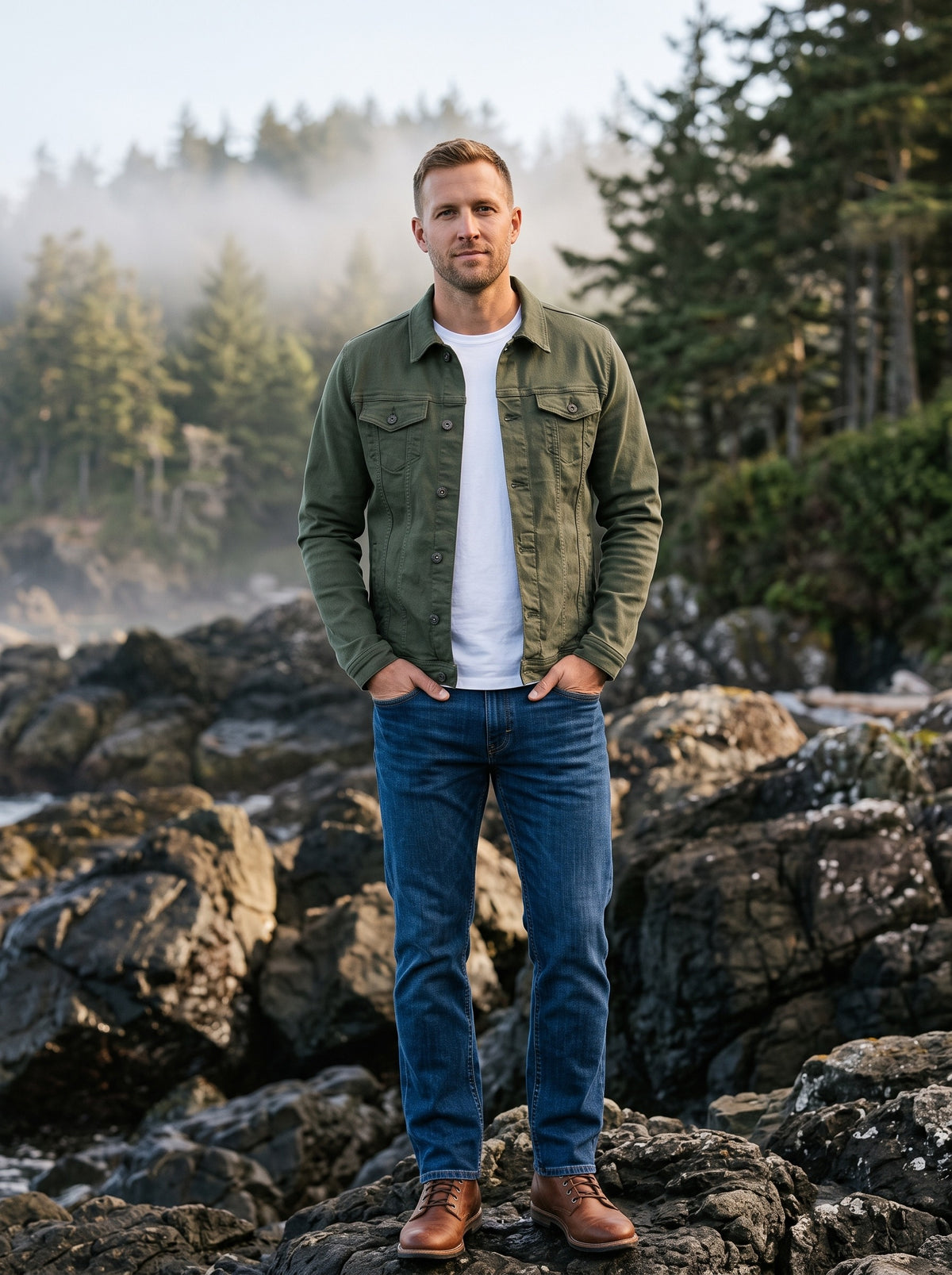 Men's Tailored Fit Jacket | Structured Silhouette | Lightweight All-Season Design