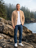 Men's Textured Knit Cardigan | Button-Front Closure | Relaxed Casual Fit