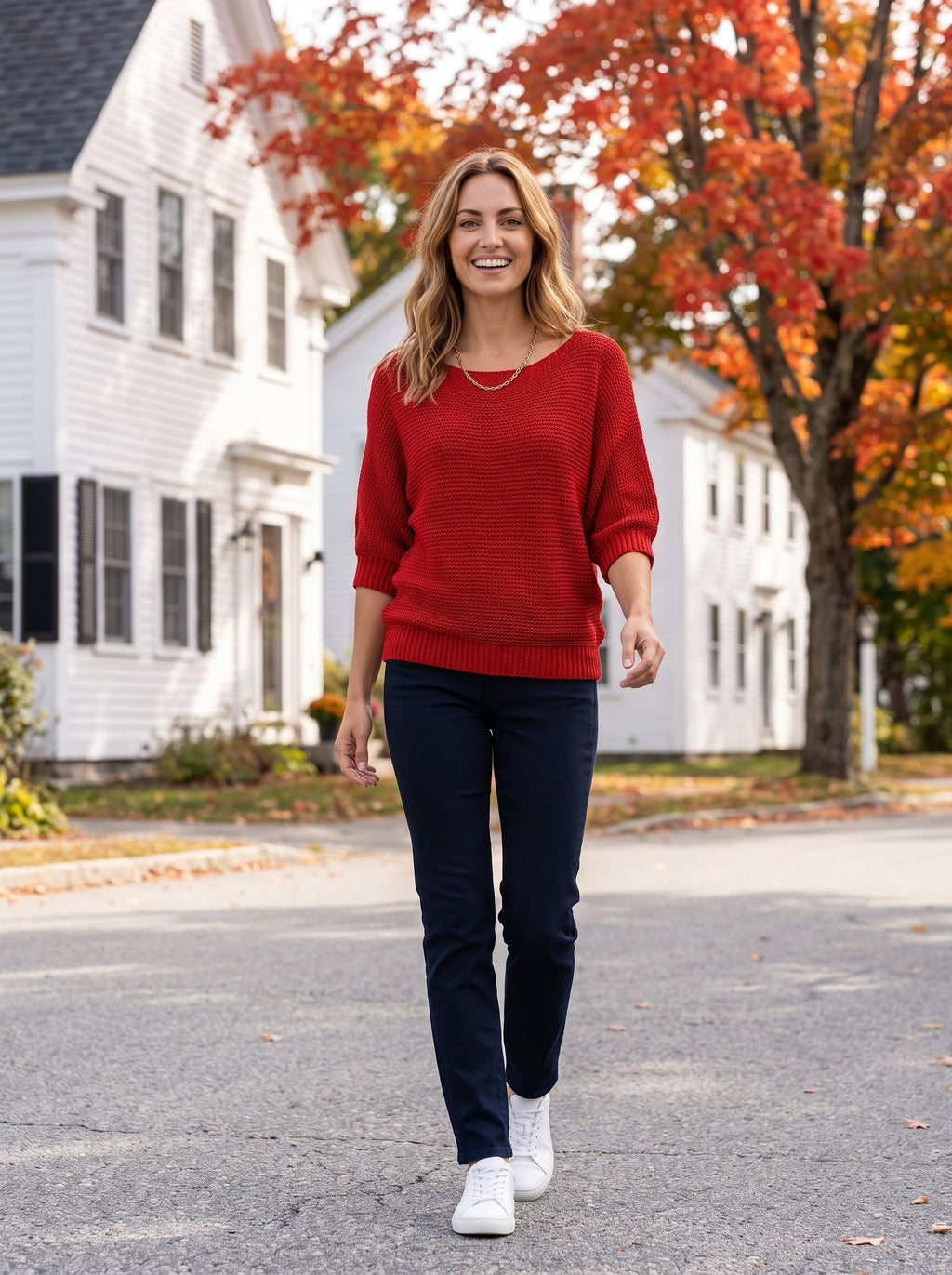 Women's Soft Textured-Knit Pullover | Round Neckline | Relaxed Everyday Fit | Easy Layering