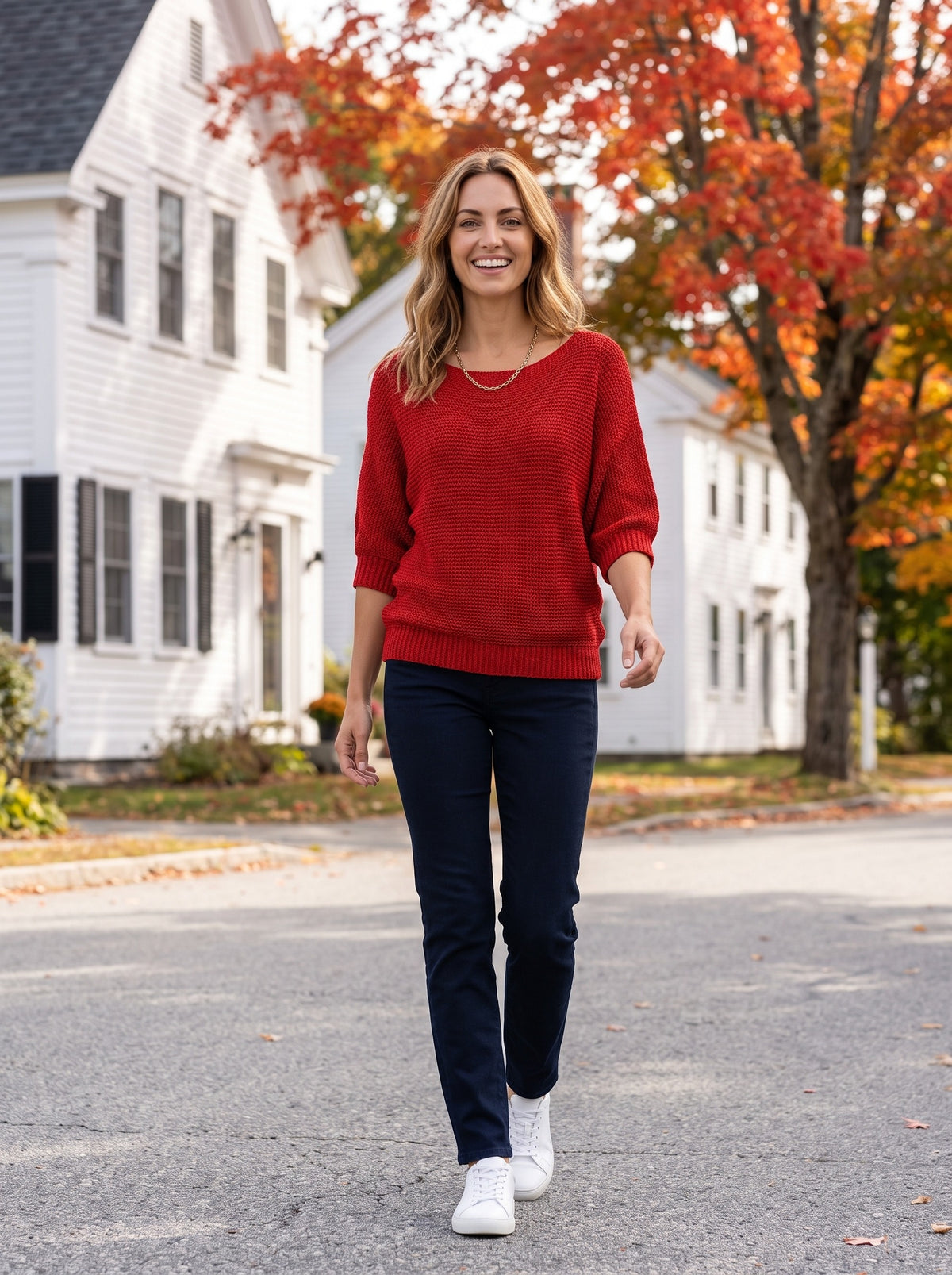 Women's Soft Textured-Knit Pullover | Round Neckline | Relaxed Everyday Fit | Easy Layering